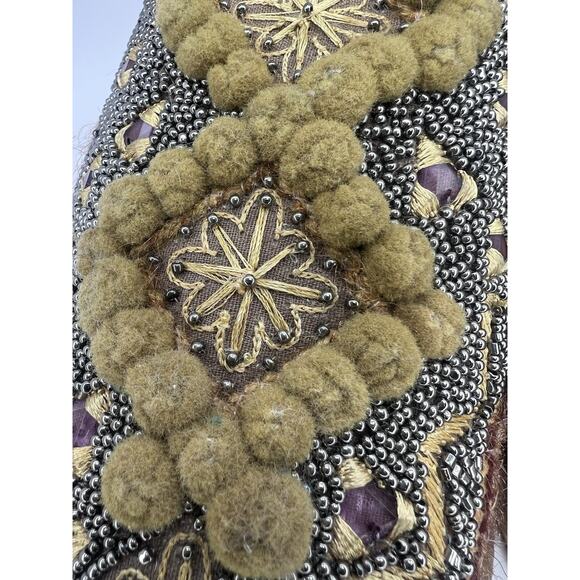 Laidback London Women's Handmade Boho Beaded Slide Slippers Sz38 (7.5) Fur Lined - Picture 4 of 11